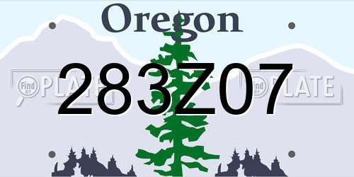 283Z07 Oregon License Plate