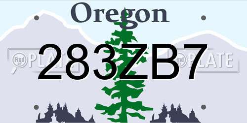 283ZB7 Oregon License Plate