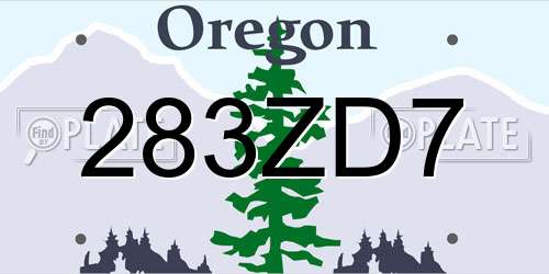283ZD7 Oregon License Plate