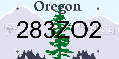 283ZO2 Oregon License Plate