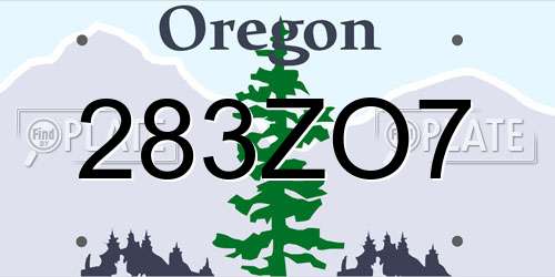 283ZO7 Oregon License Plate