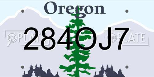 284OJ7 Oregon License Plate