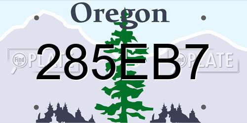 285EB7 Oregon License Plate