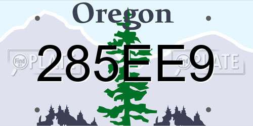 285EE9 Oregon License Plate