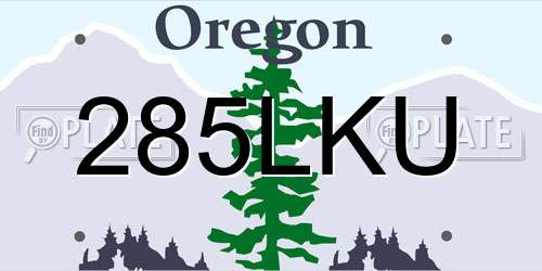 285LKU Oregon License Plate