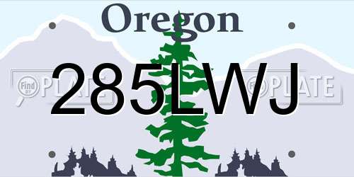 285LWJ Oregon License Plate