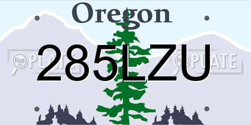285LZU Oregon License Plate