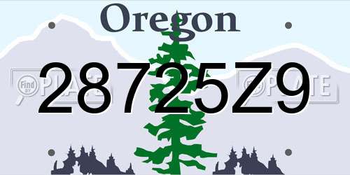 28725Z9 Oregon License Plate