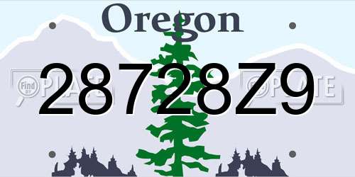 28728Z9 Oregon License Plate