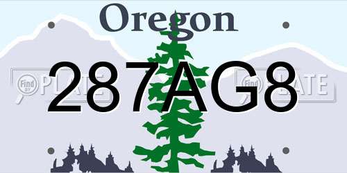 287AG8 Oregon License Plate