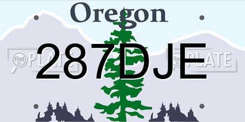 287DJE Oregon License Plate