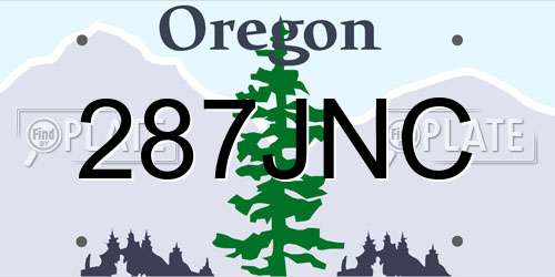 287JNC Oregon License Plate