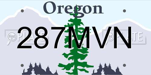 287MVN Oregon License Plate