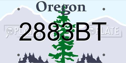 2883BT Oregon License Plate