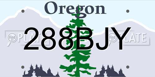 288BJY Oregon License Plate