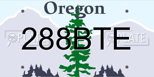 288BTE Oregon License Plate