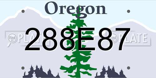 288E87 Oregon License Plate