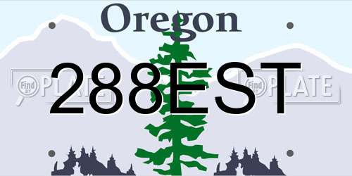 288EST Oregon License Plate