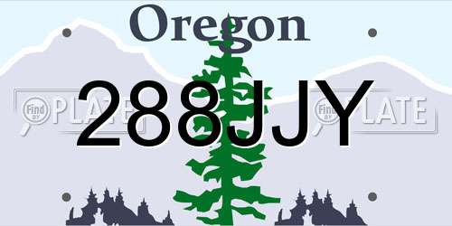288JJY Oregon License Plate