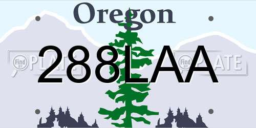 288LAA Oregon License Plate