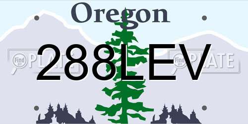 288LEV Oregon License Plate