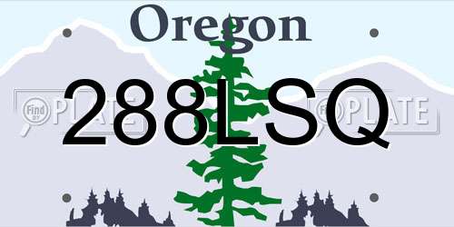 288LSQ Oregon License Plate