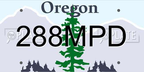 288MPD Oregon License Plate