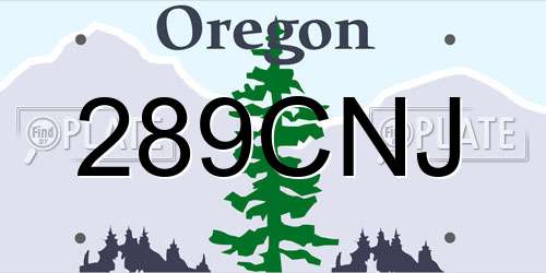 289CNJ Oregon License Plate