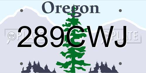 289CWJ Oregon License Plate