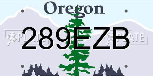 289EZB Oregon License Plate