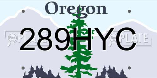 289HYC Oregon License Plate