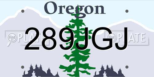 289JGJ Oregon License Plate