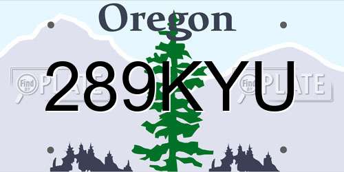 289KYU Oregon License Plate
