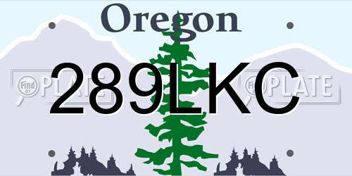 289LKC Oregon License Plate