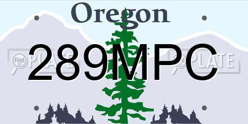 289MPC Oregon License Plate