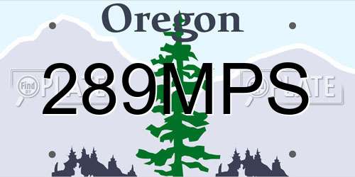 289MPS Oregon License Plate