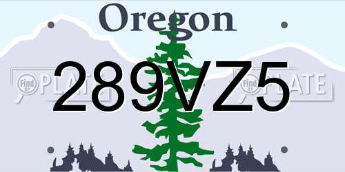 289VZ5 Oregon License Plate