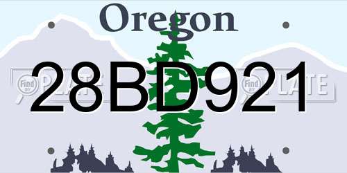28BD921 Oregon License Plate