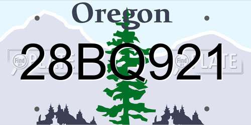 28BQ921 Oregon License Plate