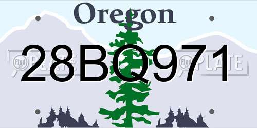 28BQ971 Oregon License Plate