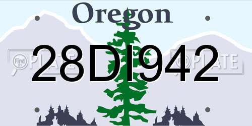 28DI942 Oregon License Plate