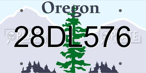 28DL576 Oregon License Plate