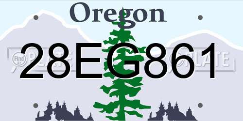 28EG861 Oregon License Plate