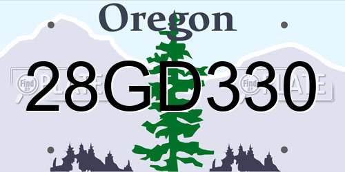 28GD330 Oregon License Plate