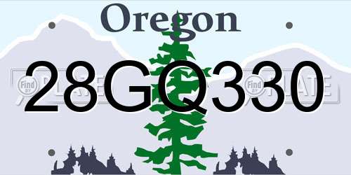 28GQ330 Oregon License Plate