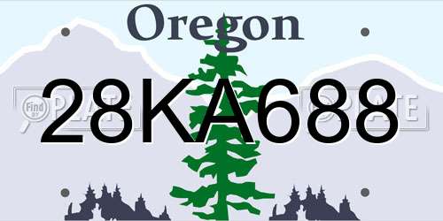 28KA688 Oregon License Plate