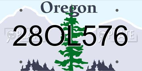 28OL576 Oregon License Plate