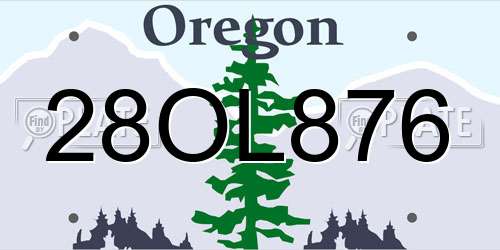 28OL876 Oregon License Plate