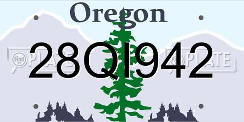 28QI942 Oregon License Plate