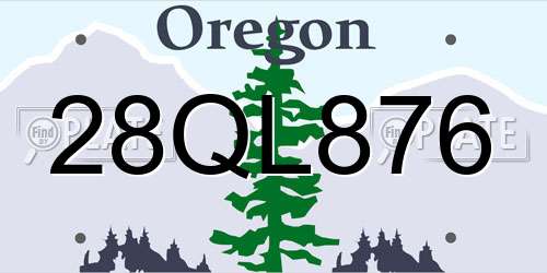 28QL876 Oregon License Plate